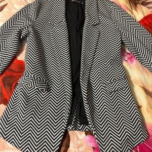 New York & Company Black and White Chevron Blazer
